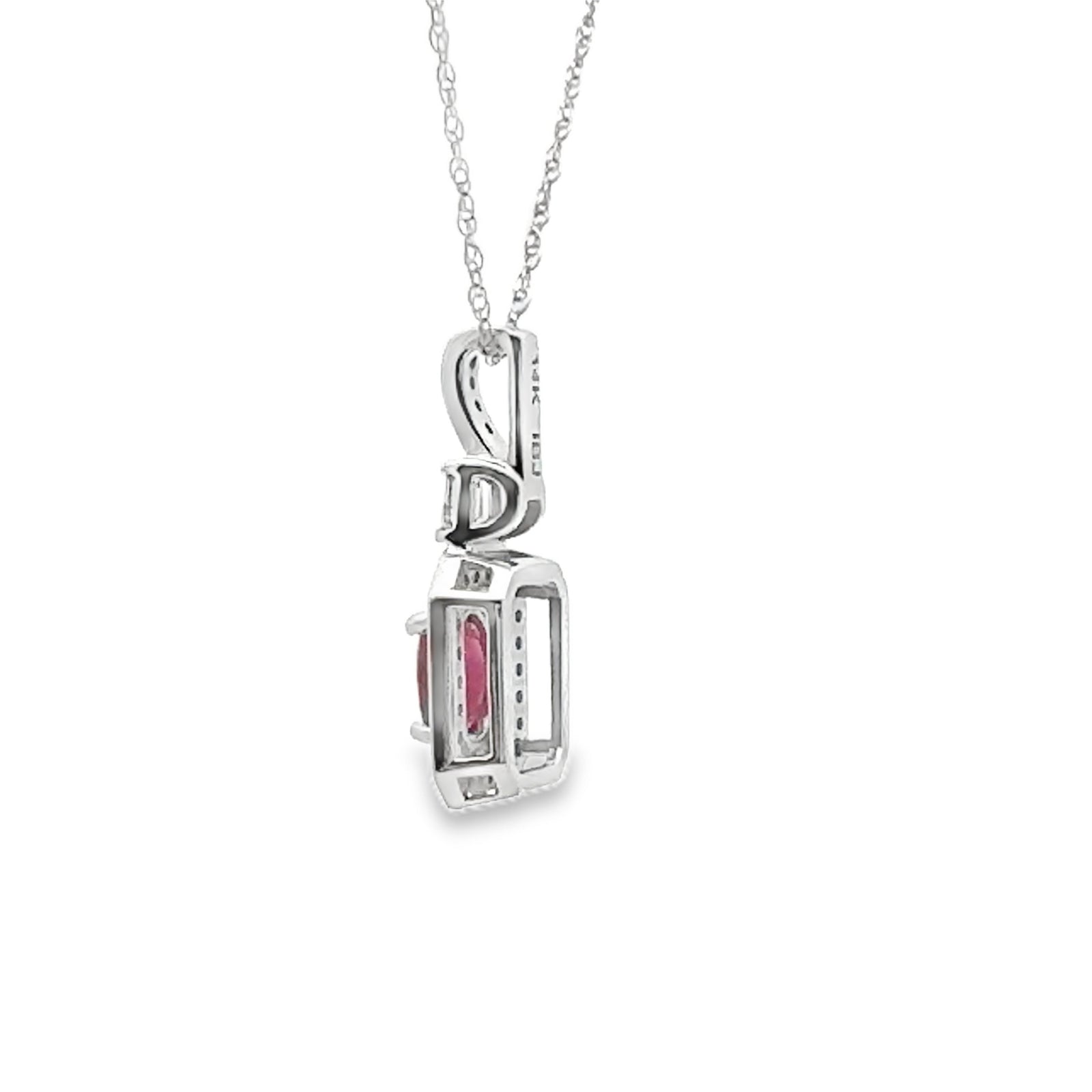 Colgantes de moda de rubí y diamantes de 0,72 ct, oro blanco de 14 K
