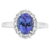 Genuine 1.55ct Tanzanite Diamond Ring 14KT White Gold
