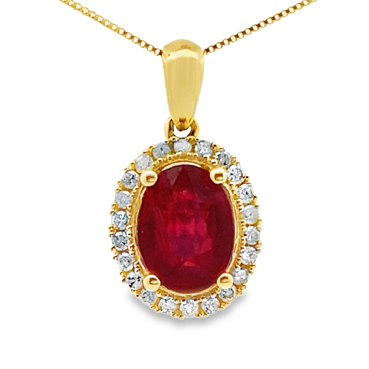 Colgantes de moda de rubí y diamantes de 2,22 qt, oro amarillo de 10 kt
