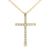 Colgante de cruz religiosa con diamante de .11 ct en oro amarillo de 14 kt