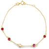 Genuine .66ct Ruby Diamond Bracelet 14KT Yellow Gold