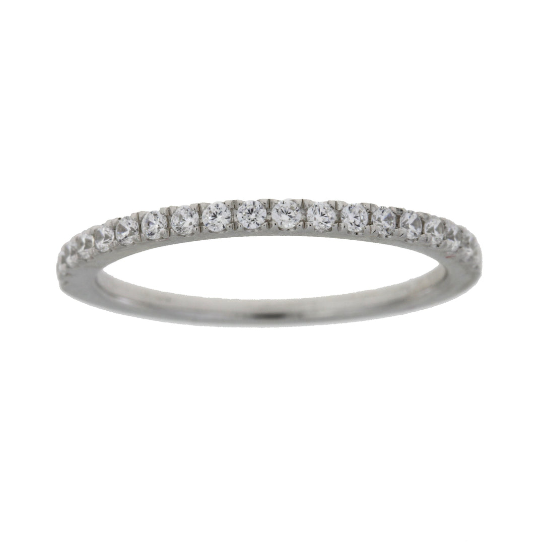 Cubic Zirconium Wedding Band Ring Sterling Silver