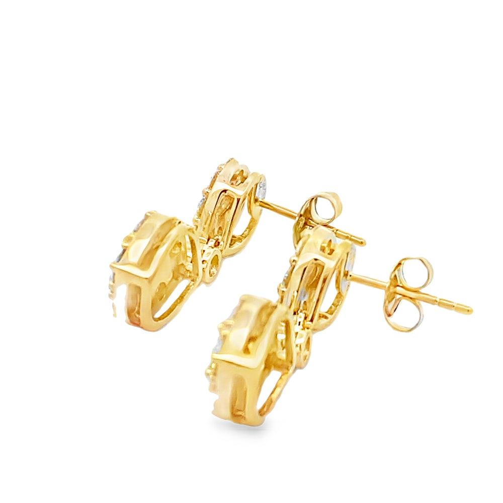 Pendientes colgantes de diamantes cultivados en laboratorio de oro amarillo de 14 quilates