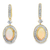 .75ct Opal Diamond Dangle Earrings 10KT Yellow Gold
