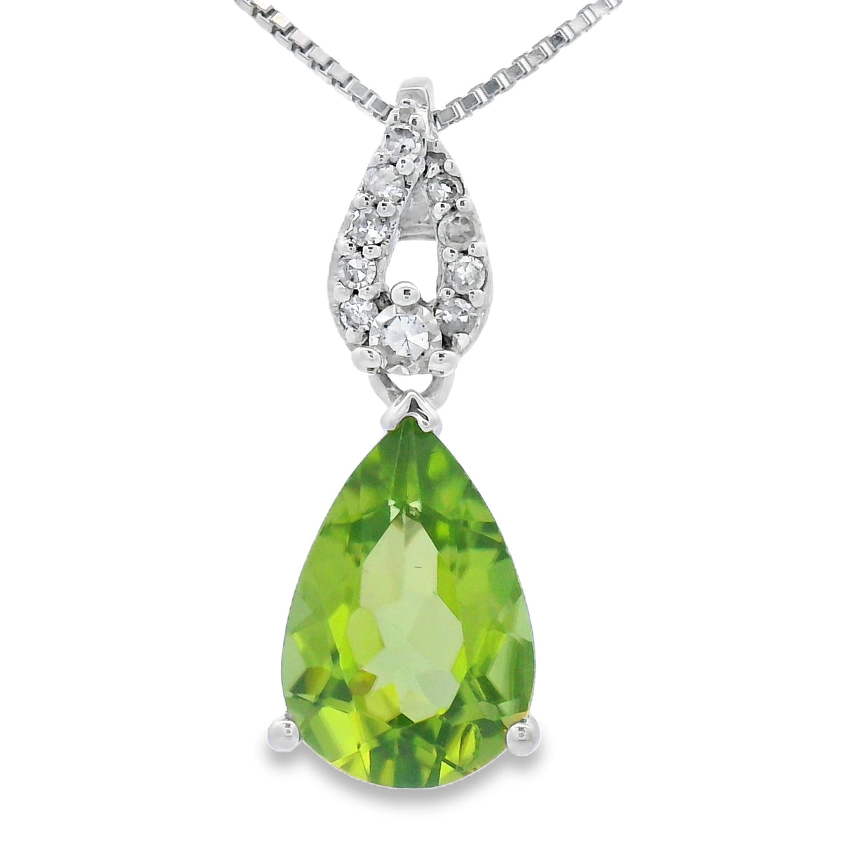 Colgantes de moda de peridoto y diamante de 1,30 ct, oro blanco de 10 qt