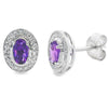 Natural .49ct Amethyst Diamond Earrings 10KT White Gold