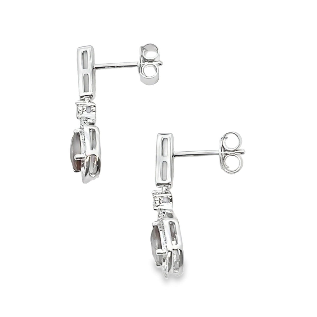 Pendientes colgantes de cuarzo y diamantes de 0,84 ct en oro blanco de 10 qt