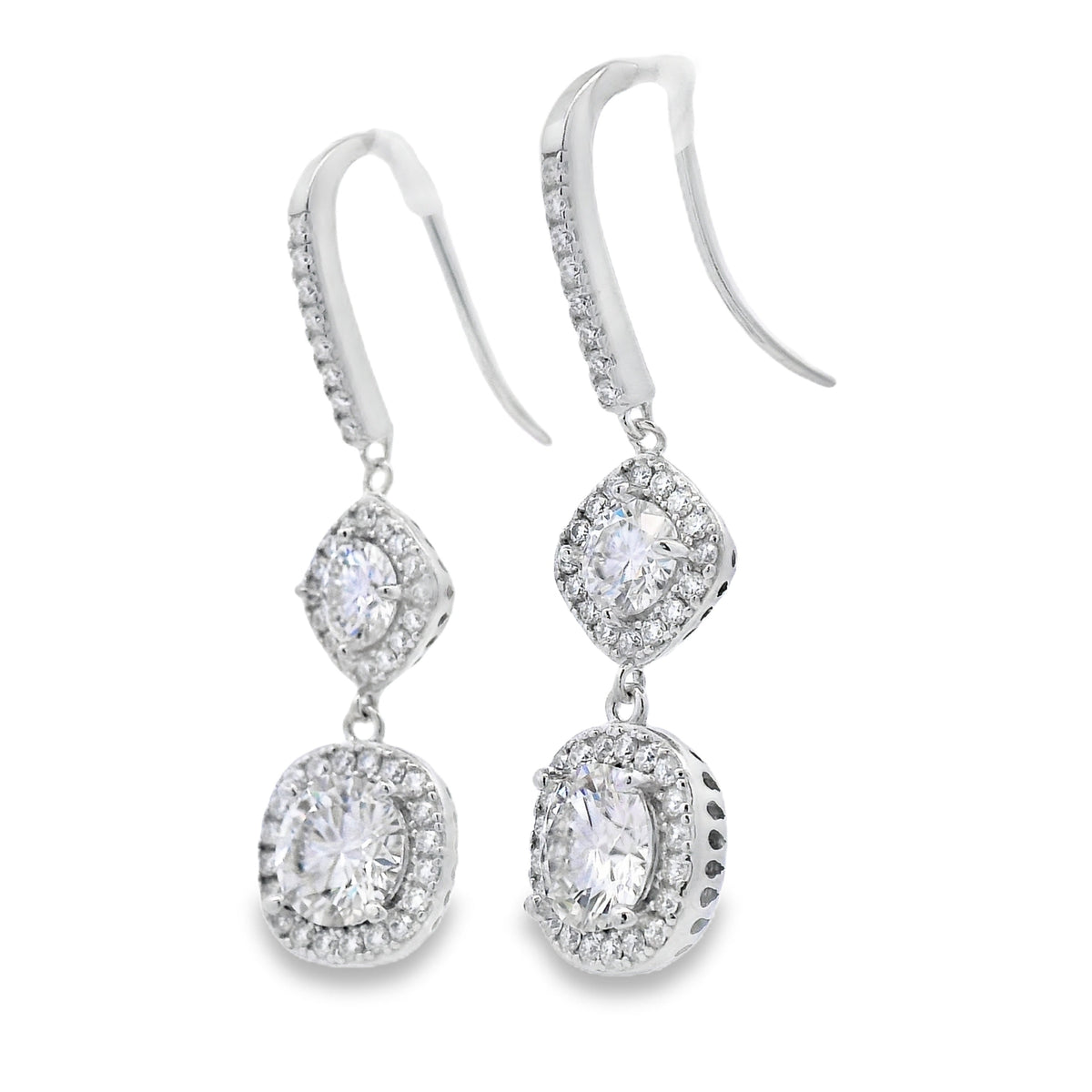 Aretes Colgantes de Moissanita de 8.51 ct de Plata Esterlina