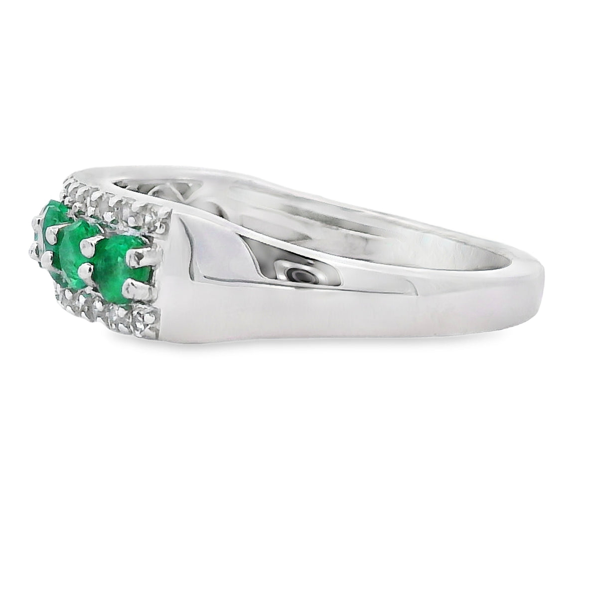 Anillo de tres piedras de topacio blanco natural de plata esterlina