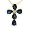 .82ct Sapphire Cross Religious Pendant 10KT Yellow Gold