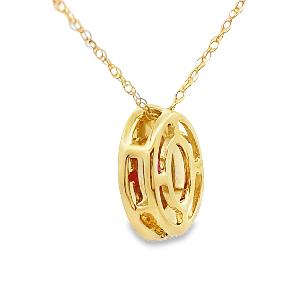 Colgantes de moda de granate y diamante de .52 ct oro amarillo de 10 kt