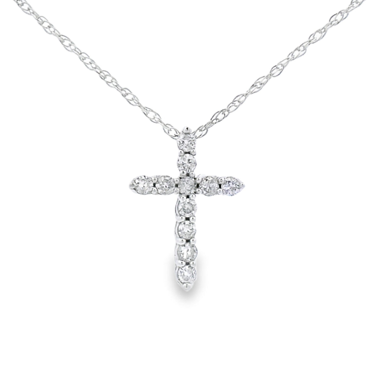 .11ct Diamond Cross Religious Pendant 14KT White Gold