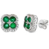 Pendientes de botón de circonita esmeralda de 1,45 ct de plata de ley