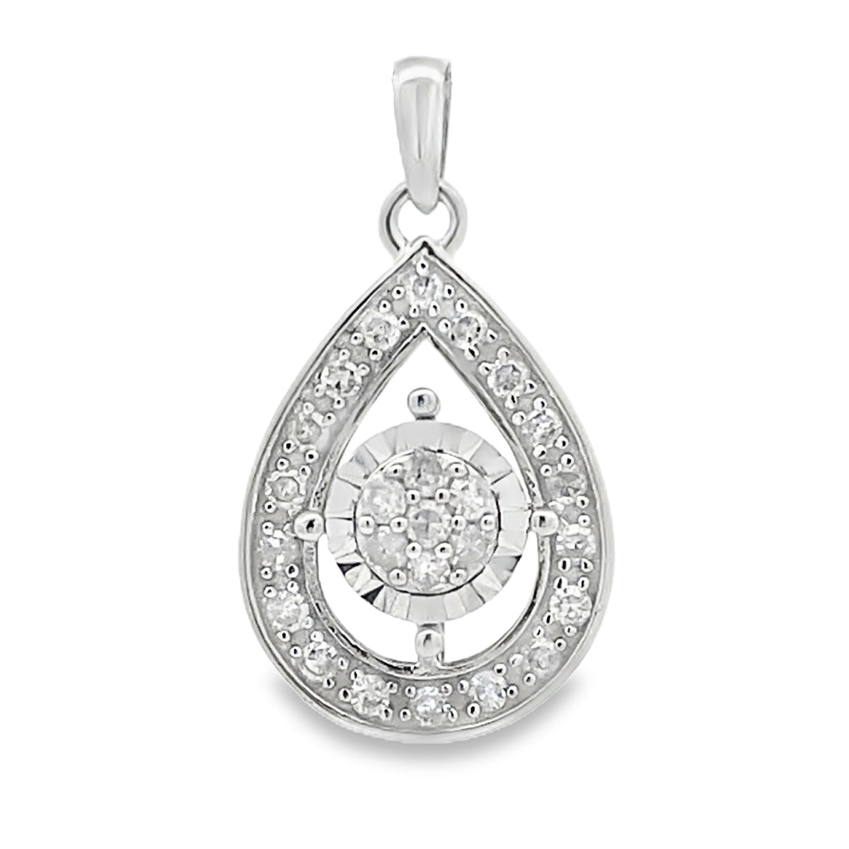 Colgantes de moda de oro blanco de 10 quilates con diamantes genuinos de 0,25 quilates