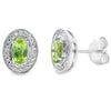 Pendientes de Diamantes y Peridoto Natural de 0,50 ct de Oro Blanco de 10 qt
