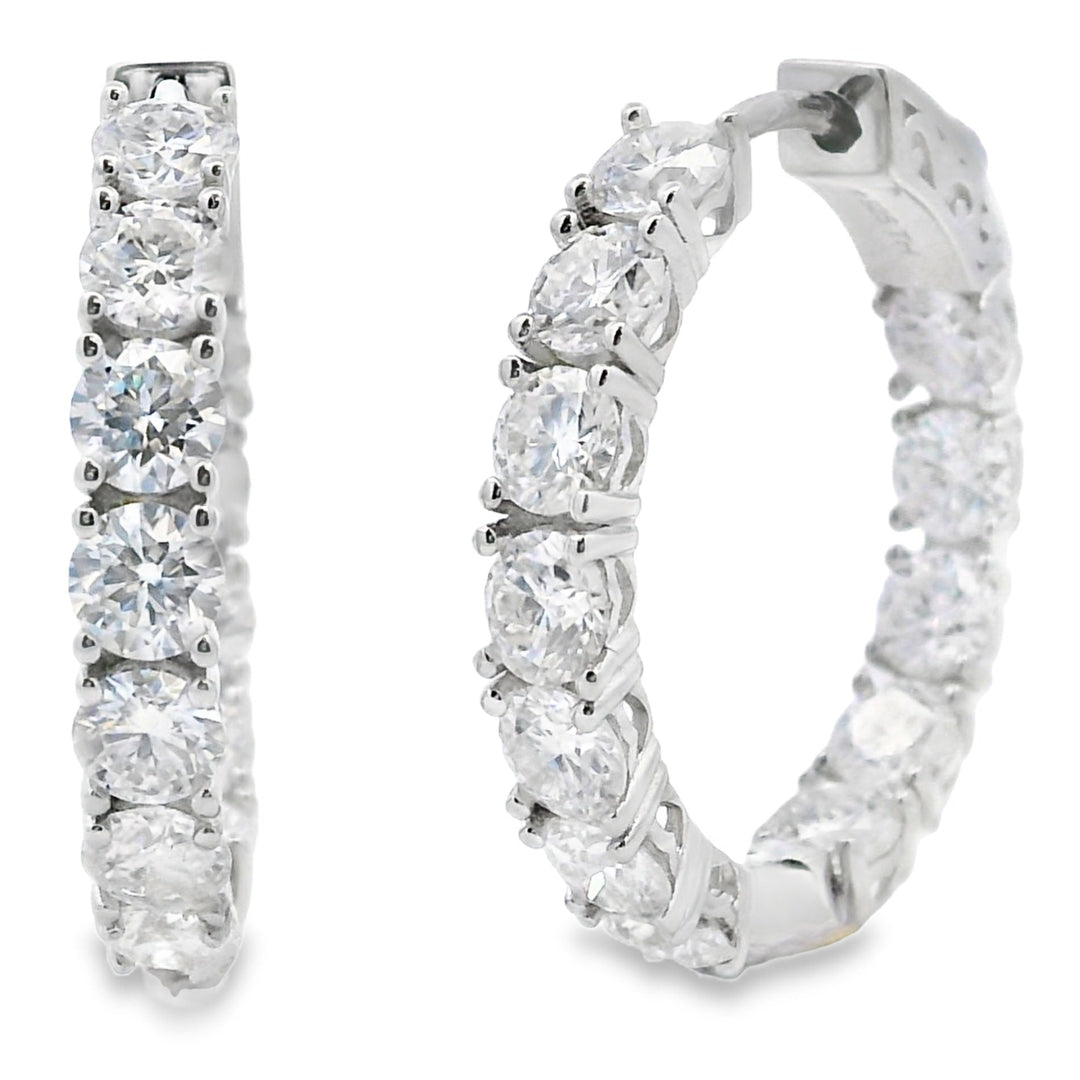 Natural 5.52ct Moissanite Hoop Earrings Sterling Silver