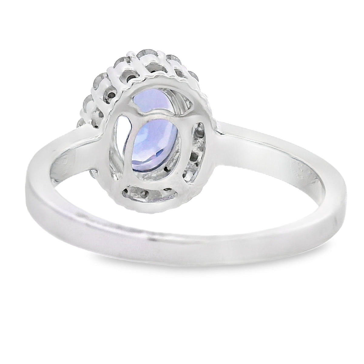 Anillo de oro blanco de 14 kt con tanzanita y diamante genuinos de 1,55 ct
