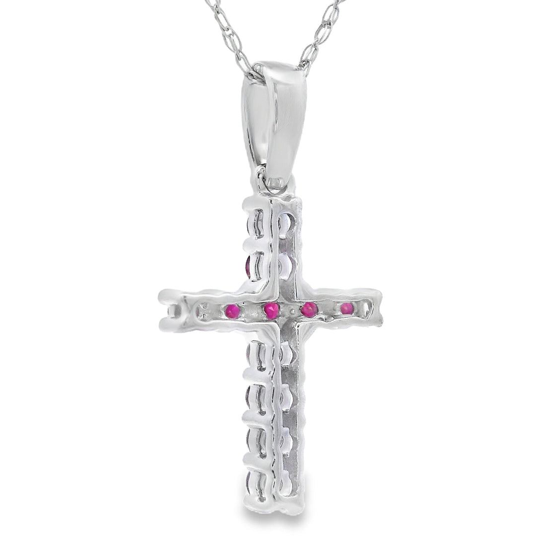 .29ct Ruby Cross Religious Pendant 14KT White Gold