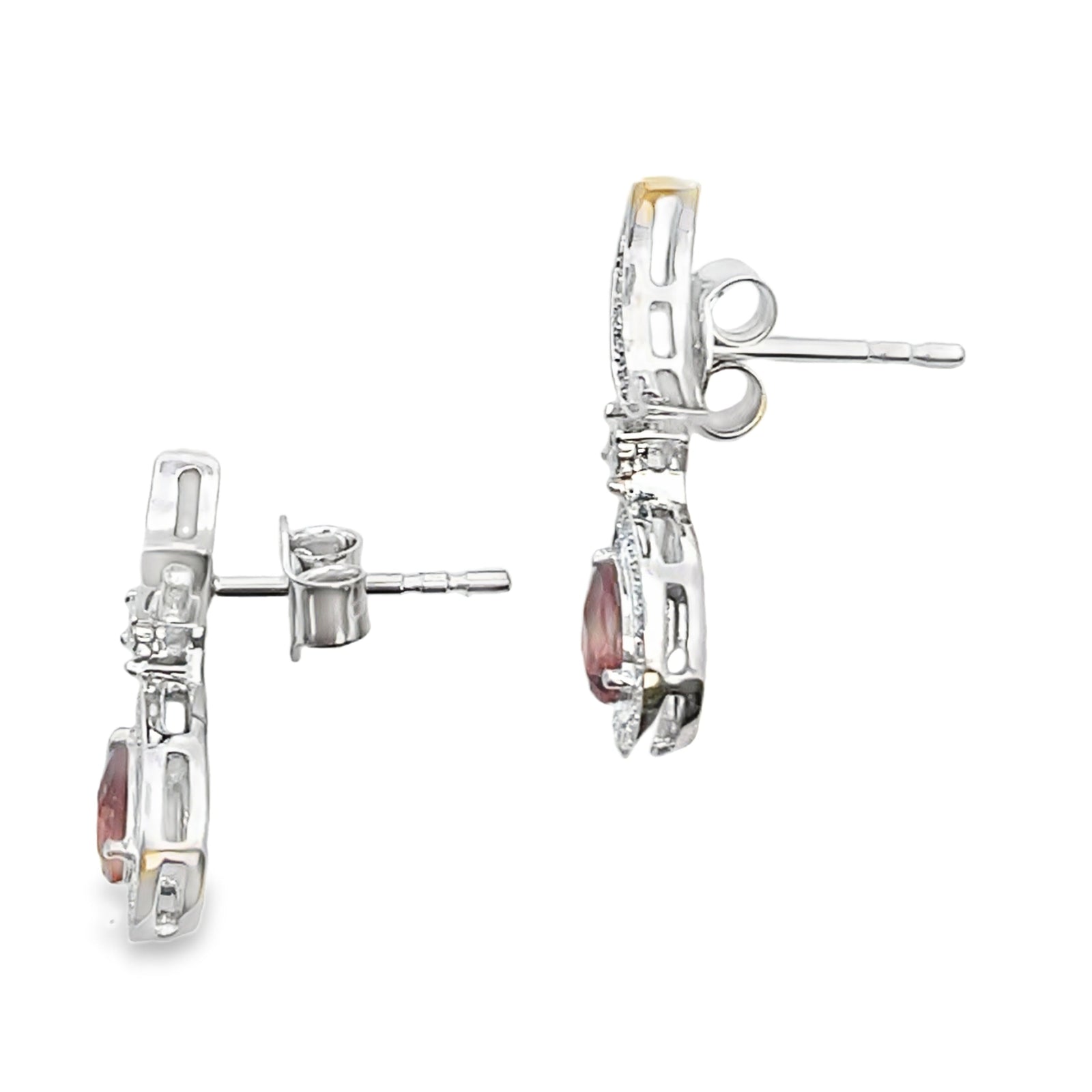 Pendientes colgantes de oro blanco de 10 quilates con diamantes de granate de 0,62 ct