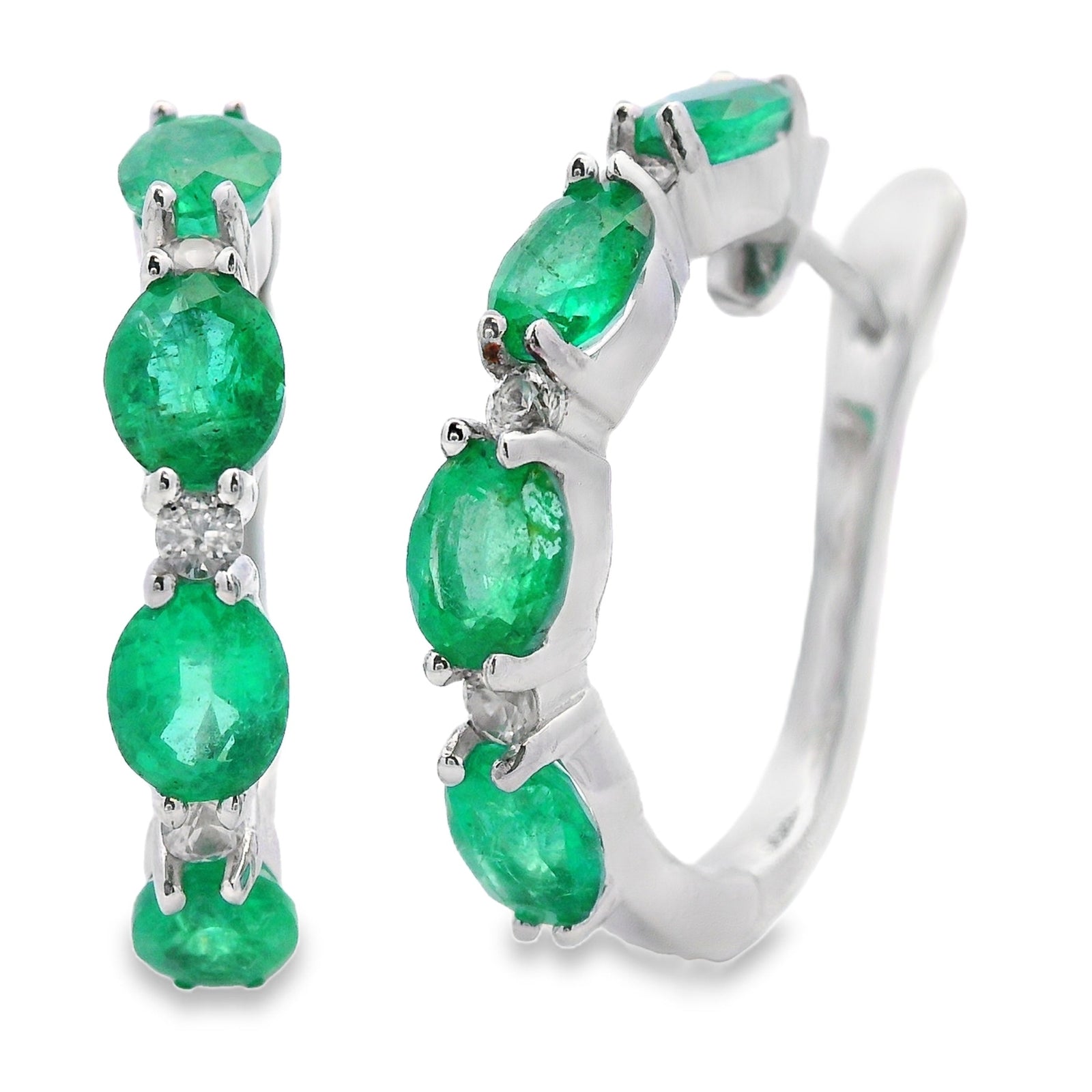 Pendientes de aro de circonita esmeralda de 2.95 ct de plata esterlina