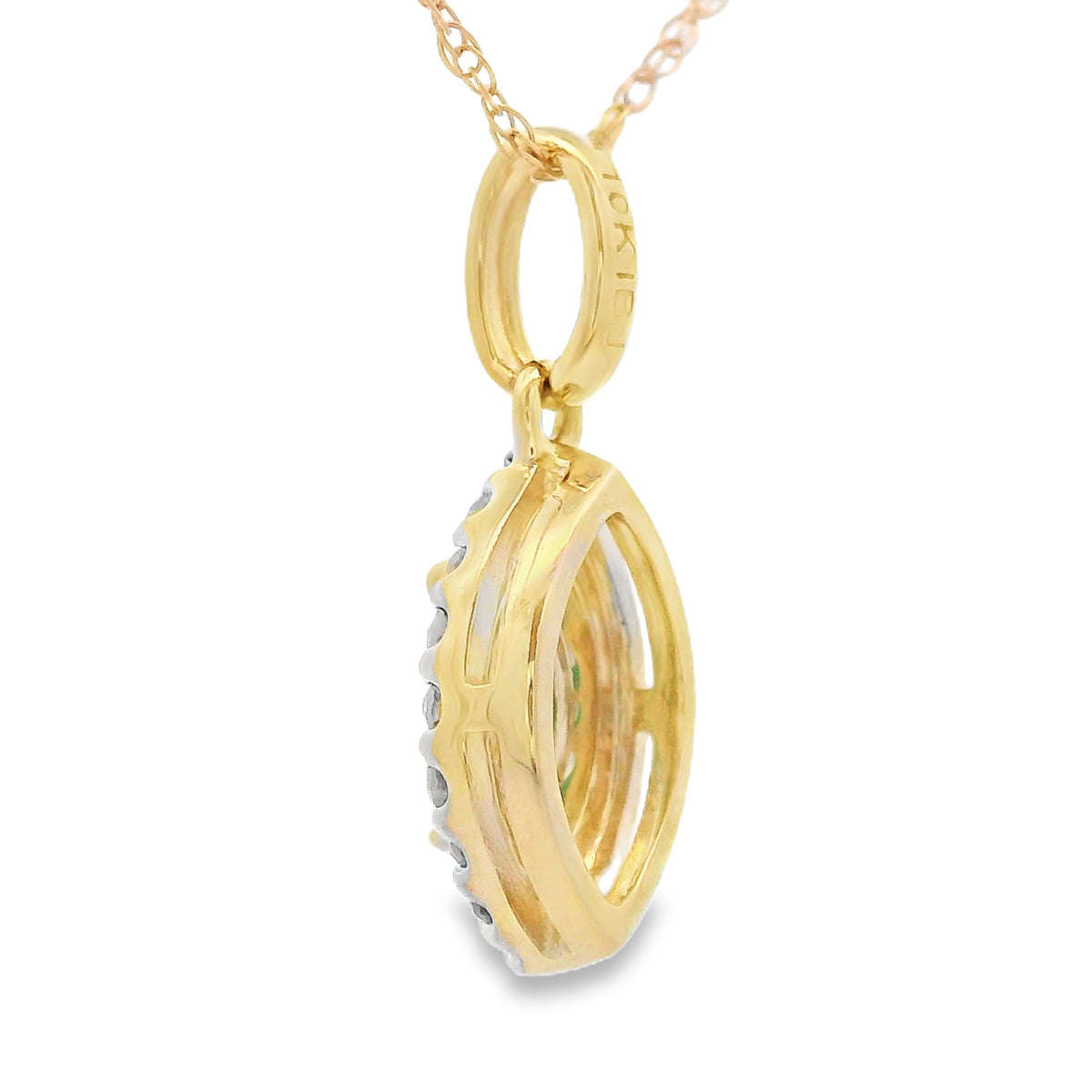 Colgantes de moda de diamantes esmeralda de 0,21 ct en oro amarillo de 10 kt