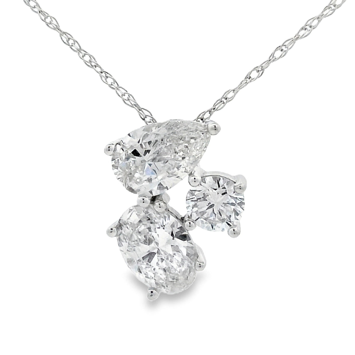Colgantes de moda con diamantes cultivados en laboratorio, oro blanco de 14 quilates