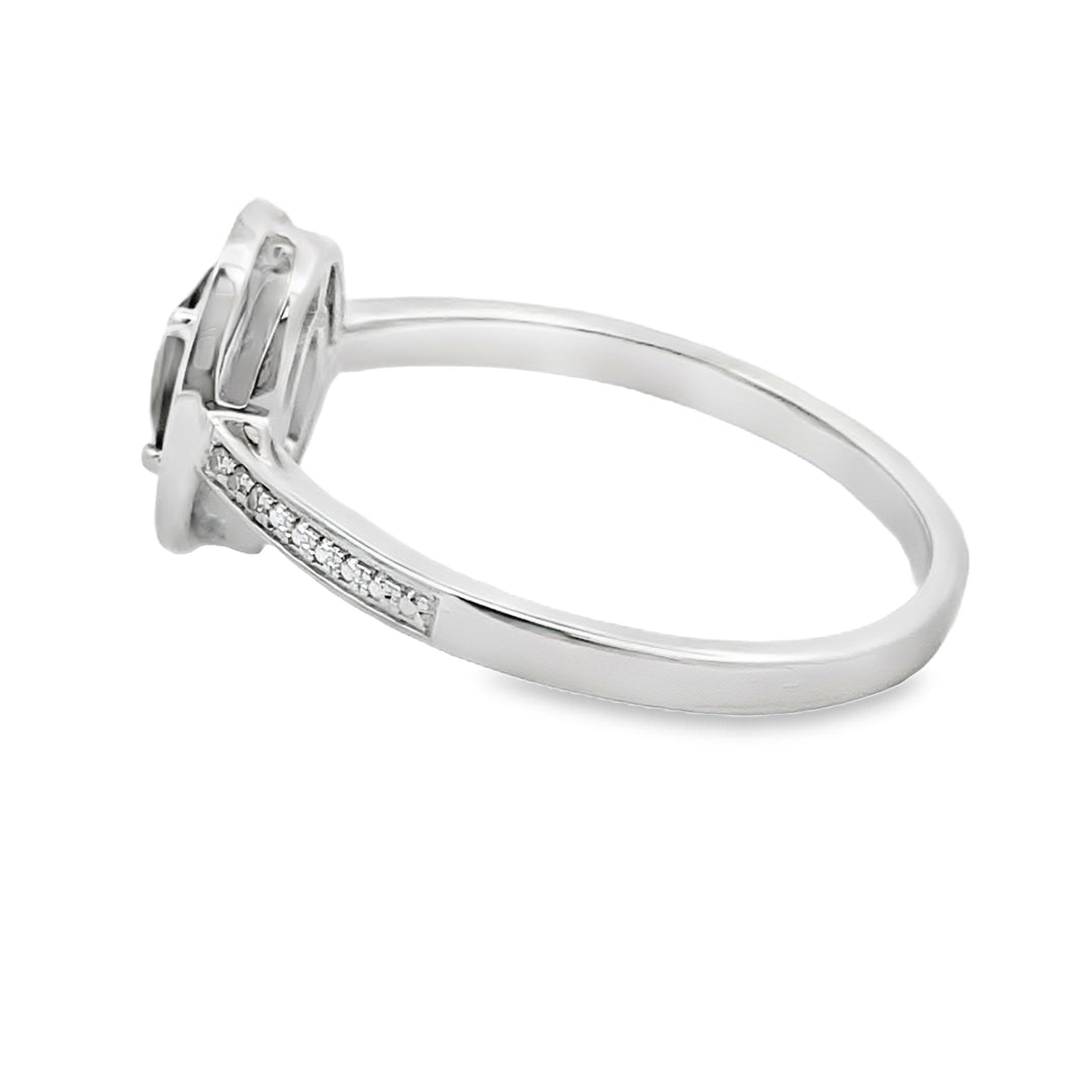 Genuine .42ct Quartz Diamond Ring 10KT White Gold