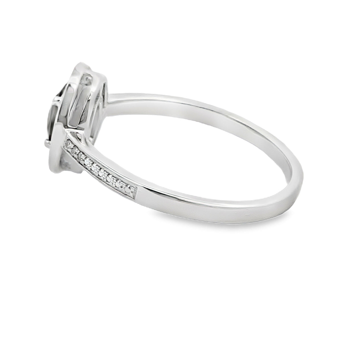 Anillo de Cuarzo y Diamantes auténticos de .42qt en Oro Blanco de 10qt