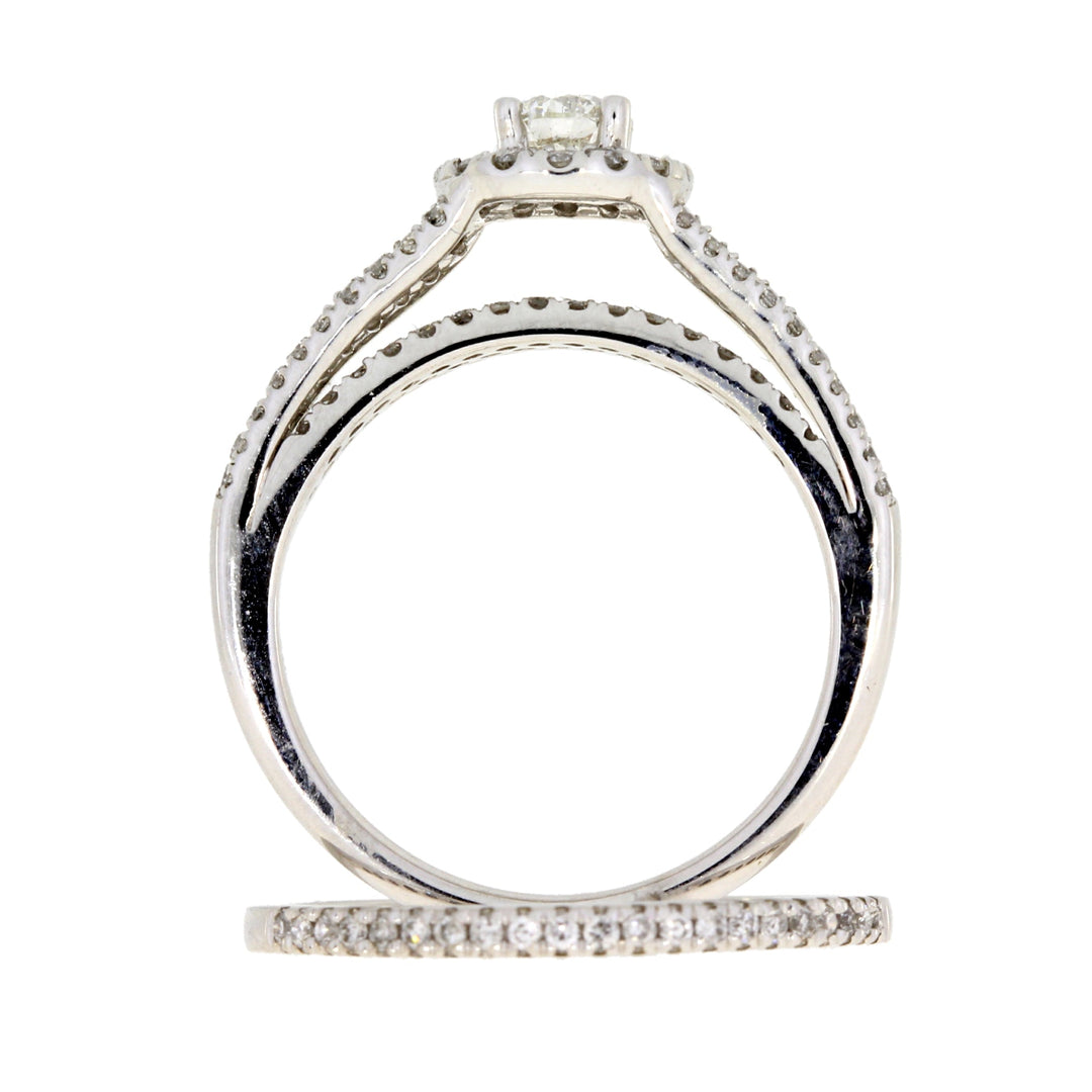 1.00ct Diamond Engagement Ring Set 14KT White Gold