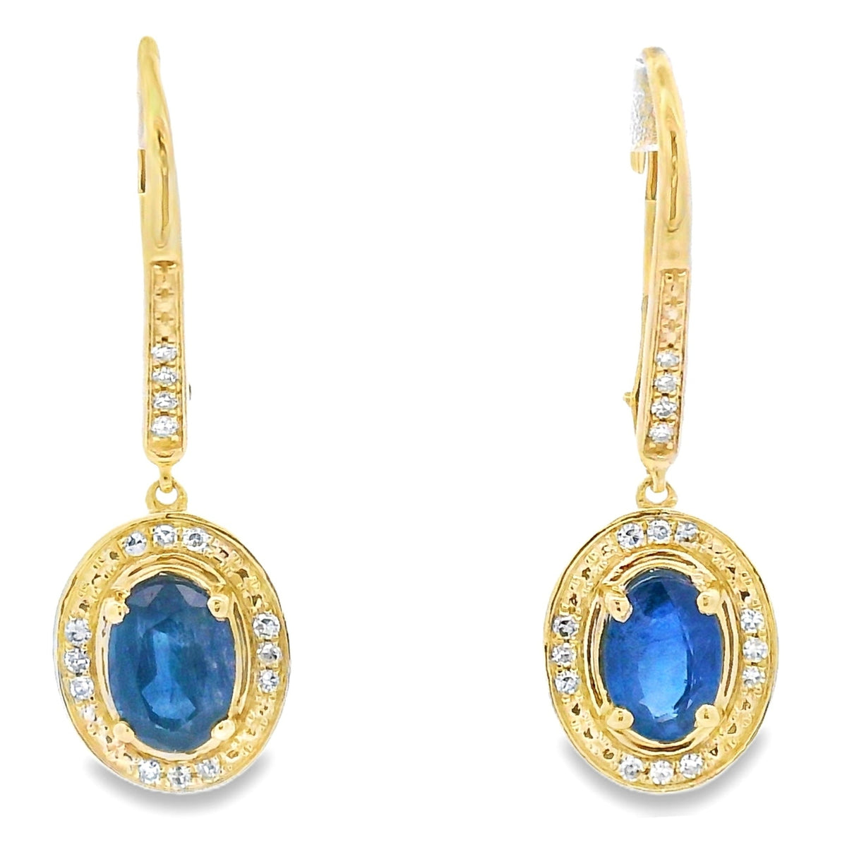 Pendientes Colgantes de Zafiro y Diamantes Oro Amarillo de 10KT