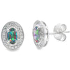 Mystic Fire Topaz Diamond Earrings 10KT White Gold