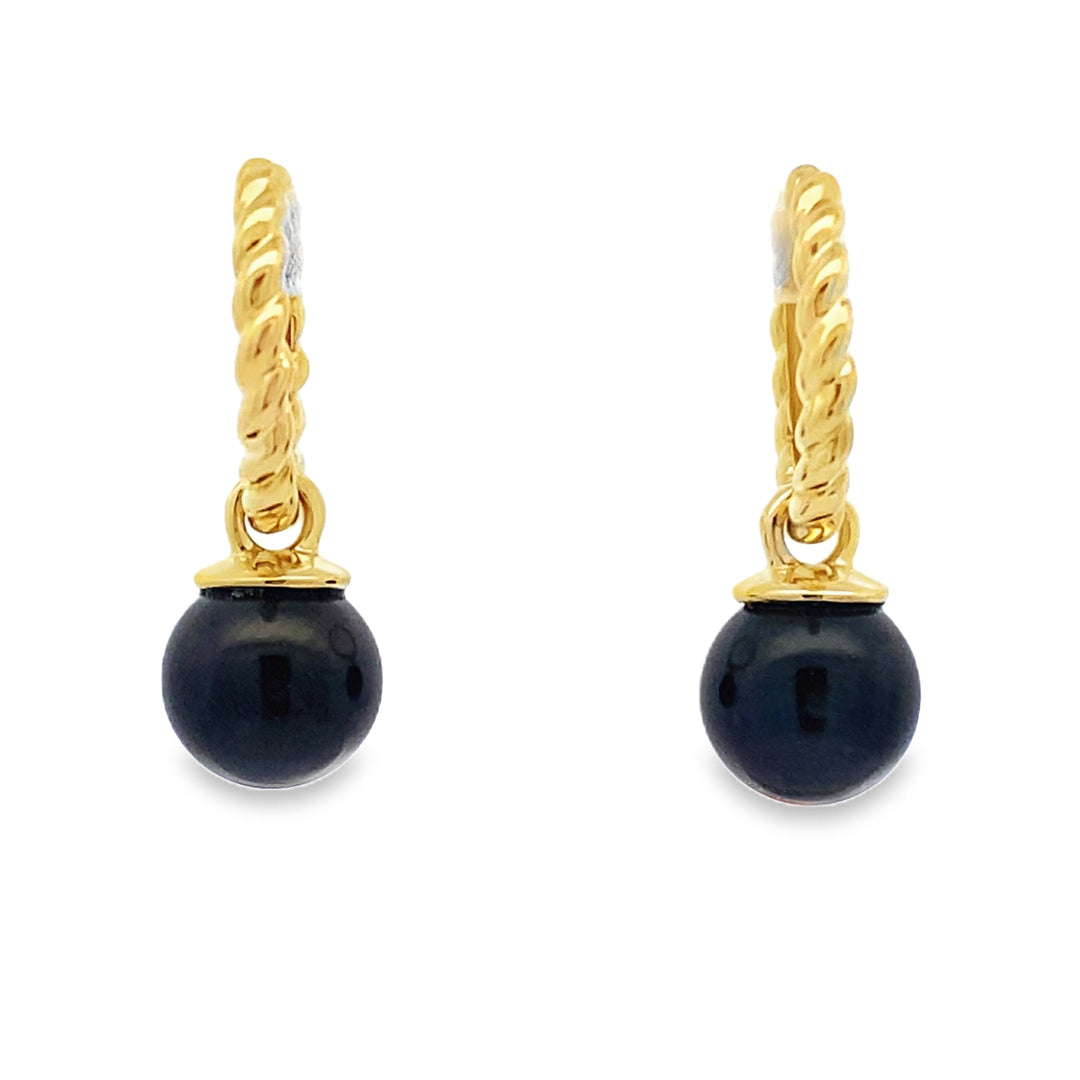 Aretes de Aro de Perlas de Oro Amarillo de 14KT