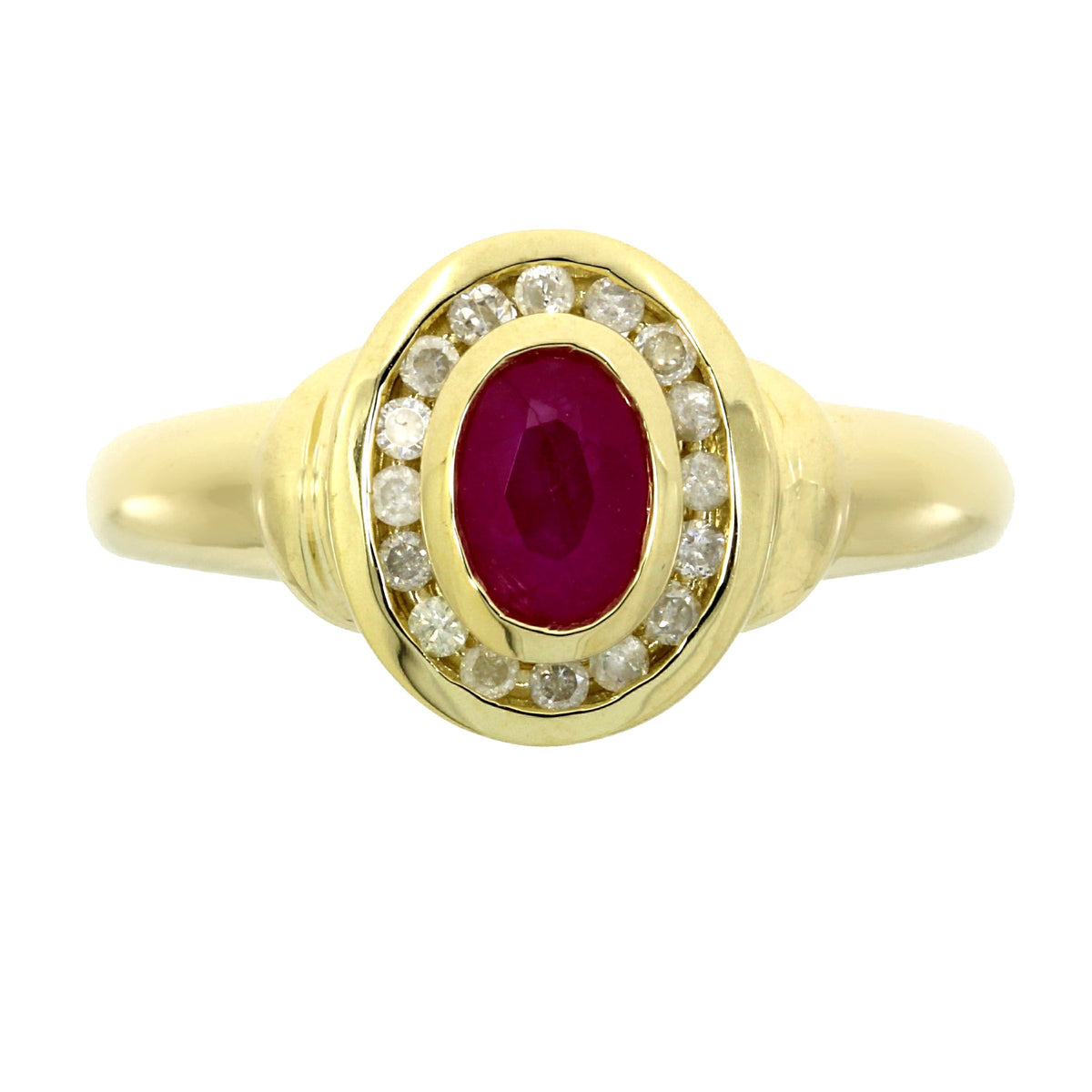 Anillo de rubí y diamantes natural de 0,70 ct, oro amarillo de 10 kt