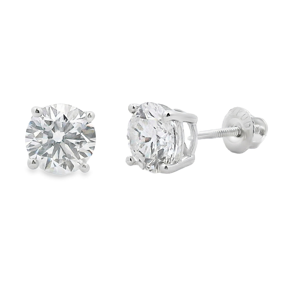 Pendientes de oro blanco de 14 quilates con diamantes cultivados en laboratorio de 2,00 ct