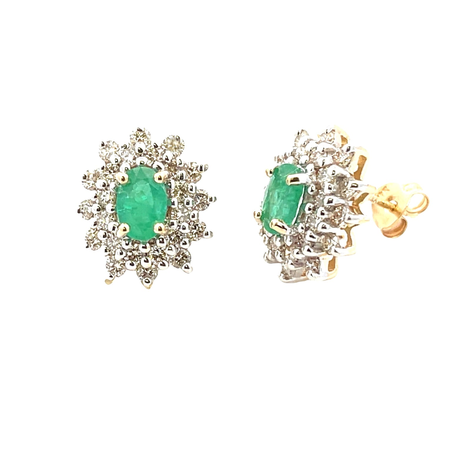 Pendientes de esmeralda y diamantes de 2.06 ct Oro amarillo de 14 kt