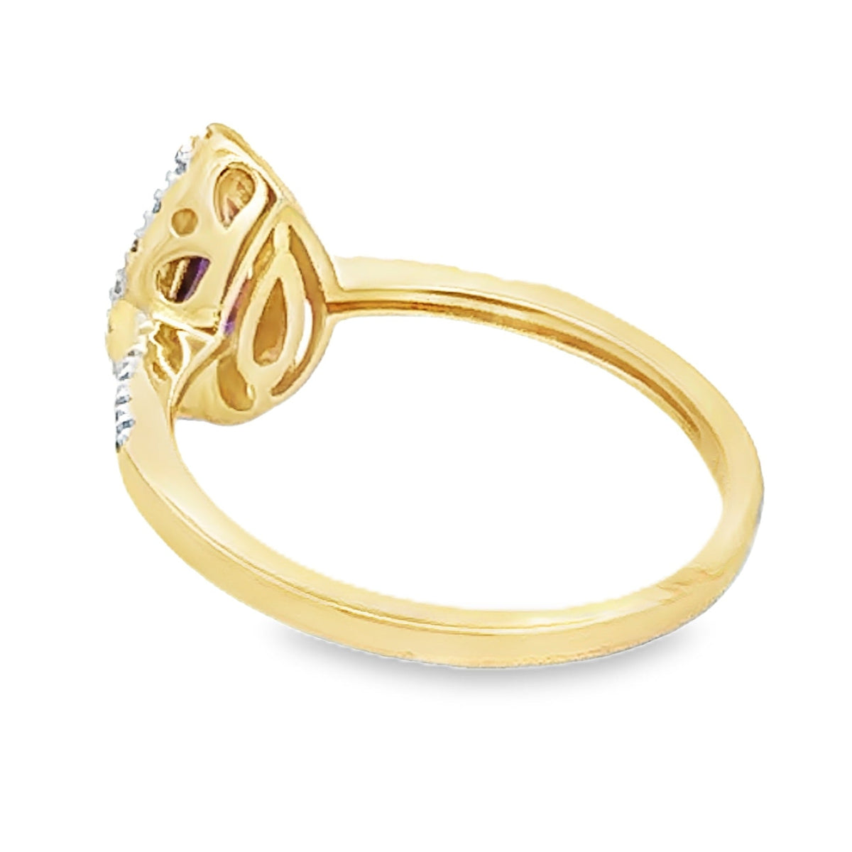 Natural .98ct Amethyst Diamond Ring 14KT Yellow Gold
