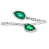 Anillo de oro blanco de 14 quilates con esmeralda y diamante natural de 0,48 ct