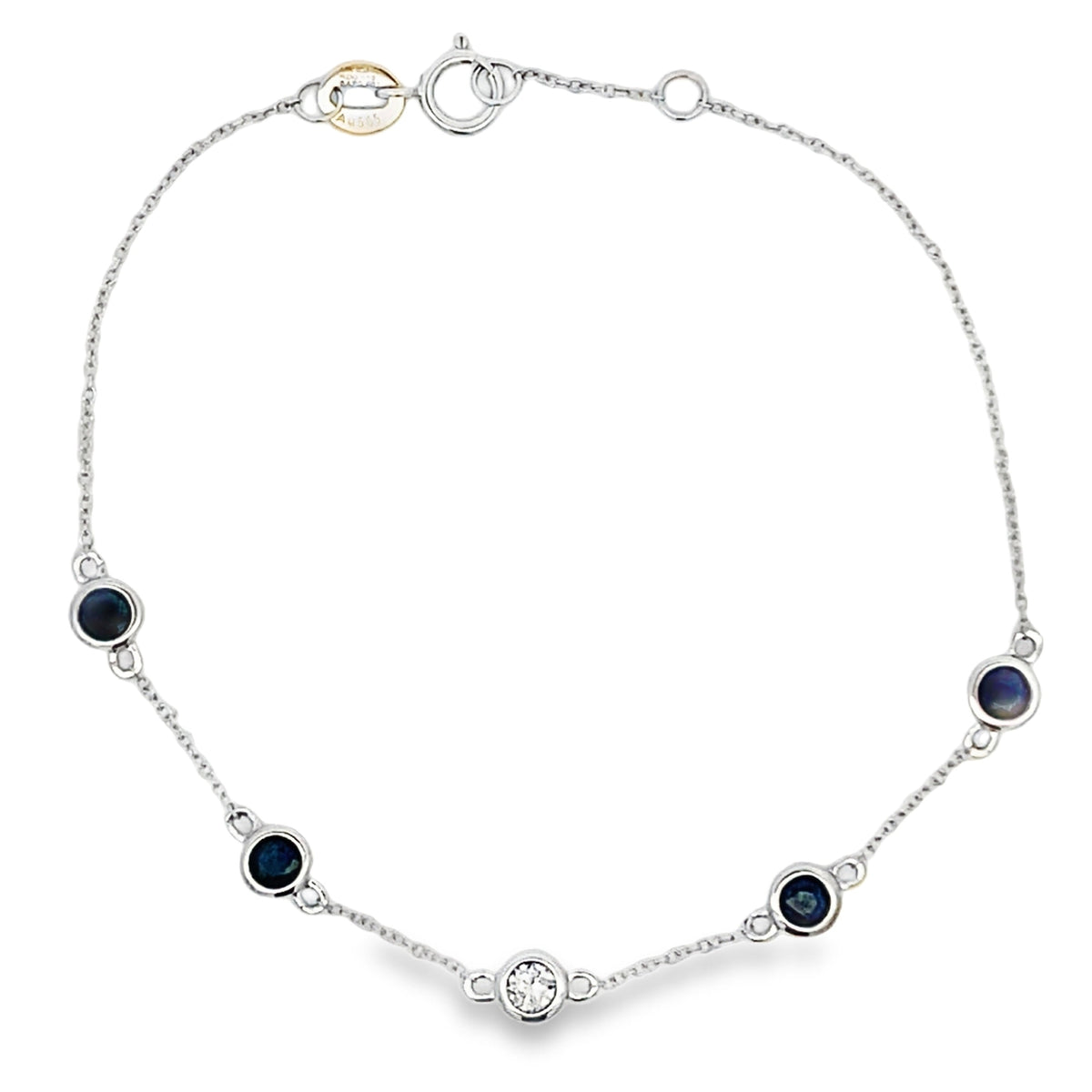 Pulsera de zafiro y diamantes de 0,67 ct natural, oro blanco de 14 kt