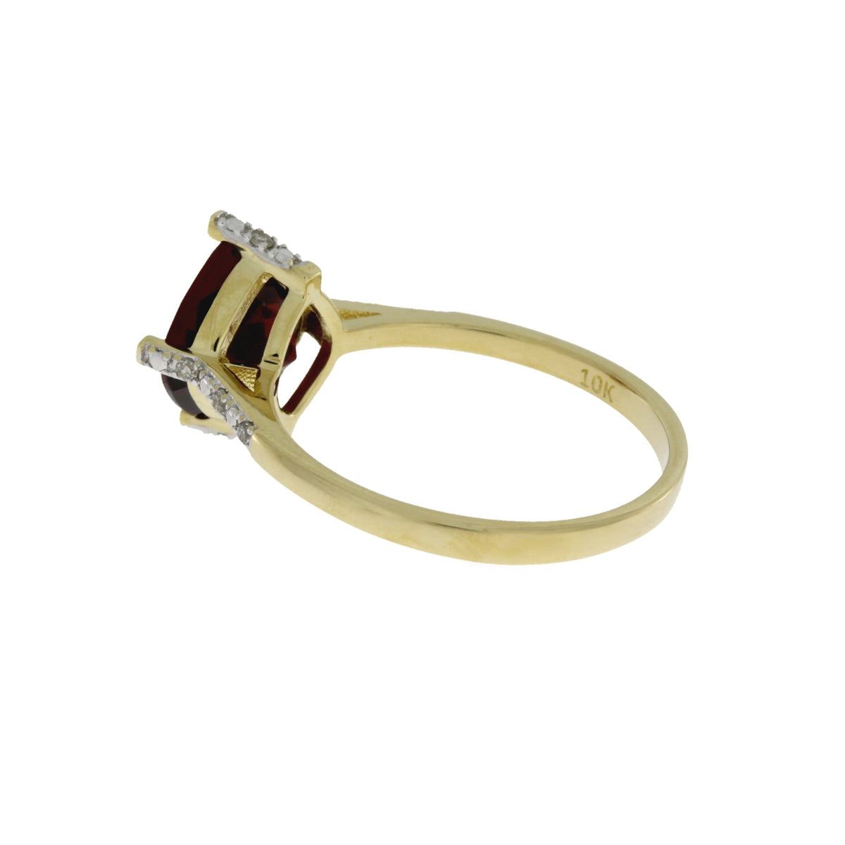 Genuine 1.25ct Garnet Diamond Ring 10KT Yellow Gold