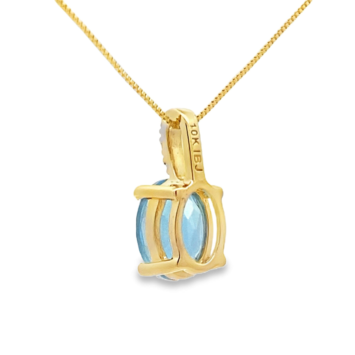 Colgantes de moda de topacio azul y diamantes en oro amarillo de 10 qt