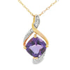 Amethyst Diamond Fashion Pendants 10KT Yellow Gold