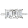 Anillo de oro blanco de 14 quilates con 3 piedras y diamantes cultivados en laboratorio de 2,00 ct