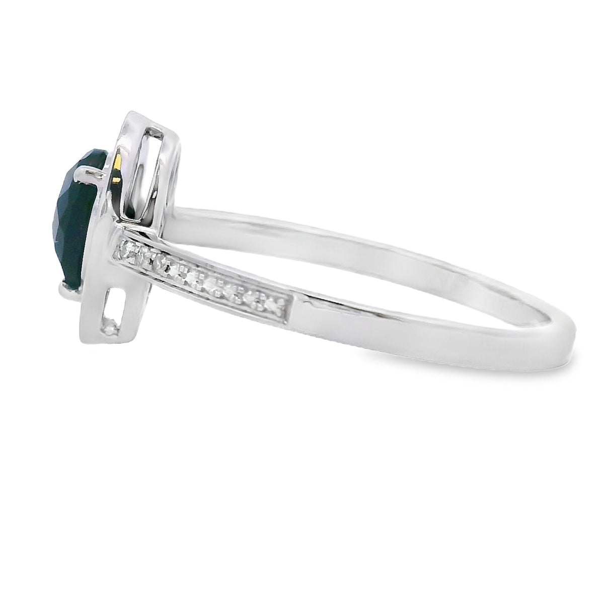 Anillo de oro blanco de 10 kt con diamante y ónix natural de 0,52 ct