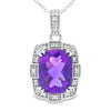 Amethyst Diamond Fashion Pendants 10KT White Gold