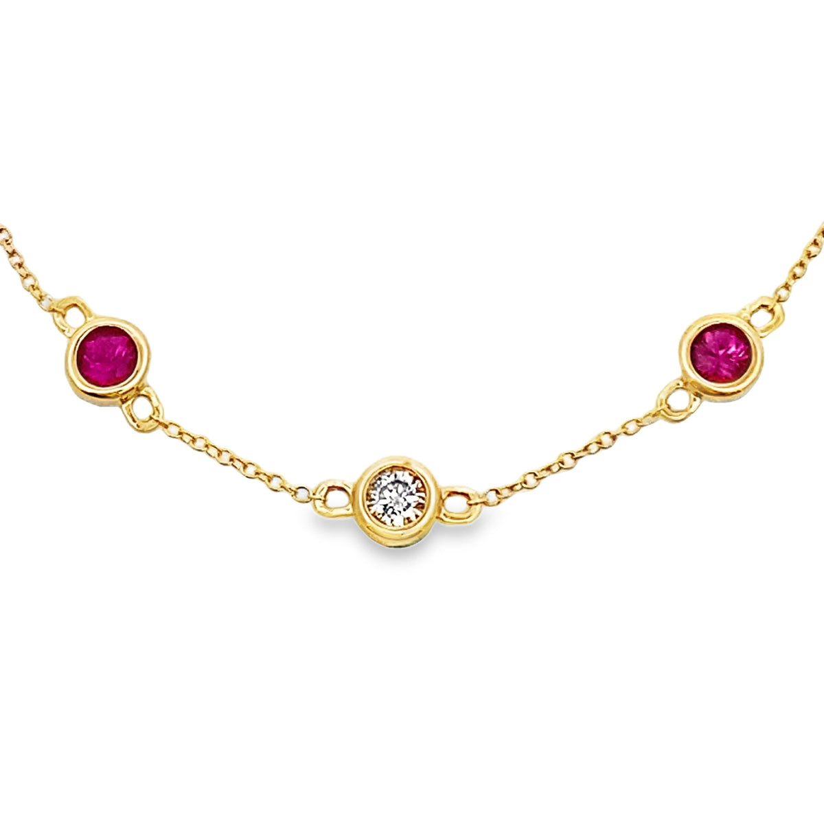 Auténtico brazalete de rubí y diamantes de 0,66 ct, oro amarillo de 14K