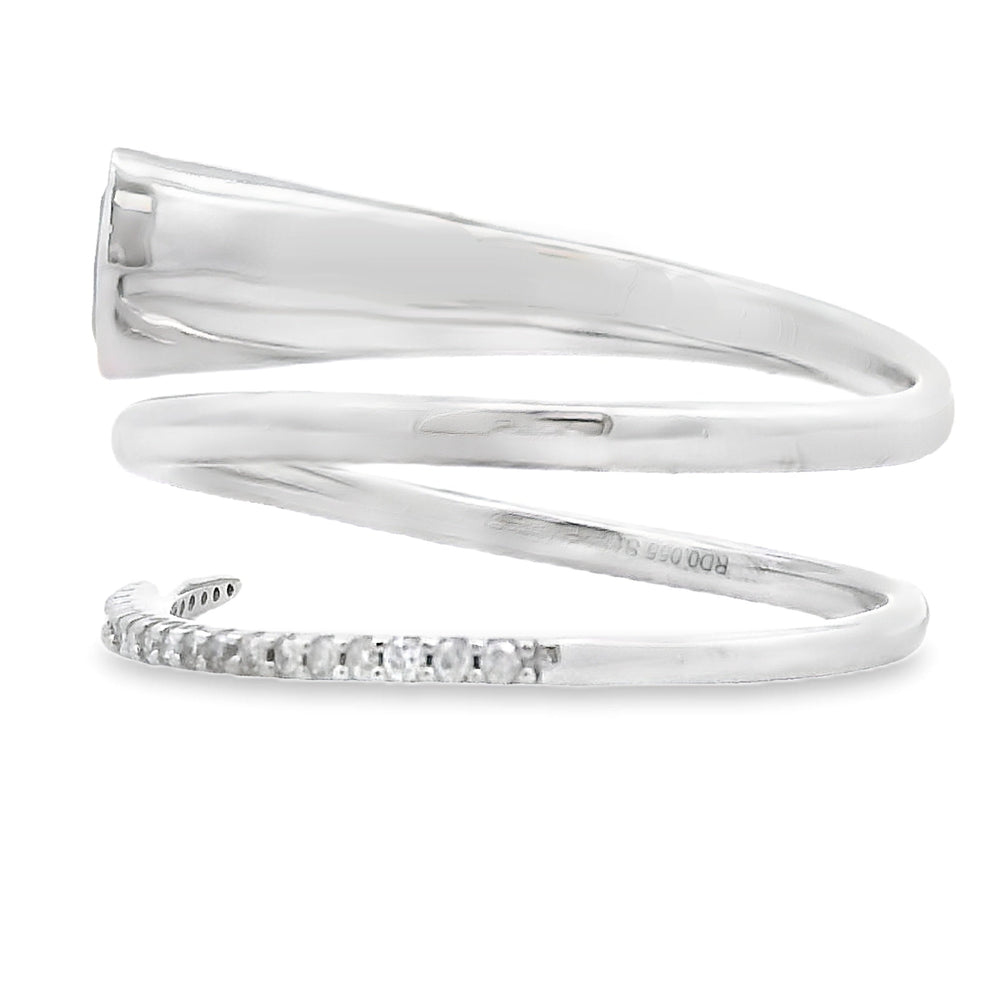 Natural .78ct Sapphire Diamond Ring 14KT White Gold