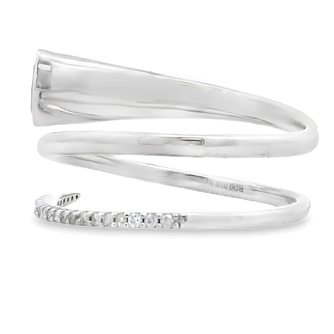Natural .78ct Sapphire Diamond Ring 14KT White Gold