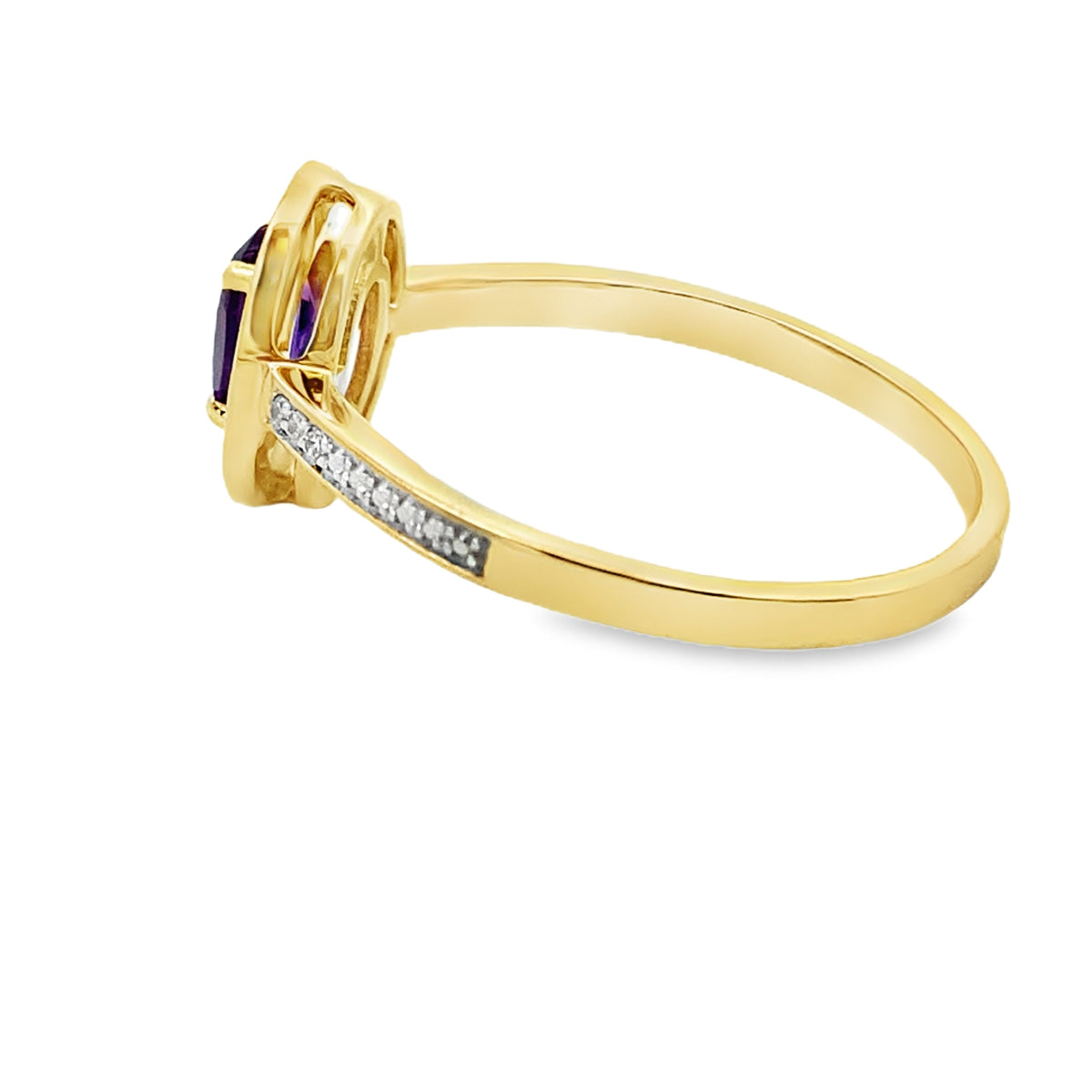Natural .48ct Amethyst Diamond Ring 10KT Yellow Gold