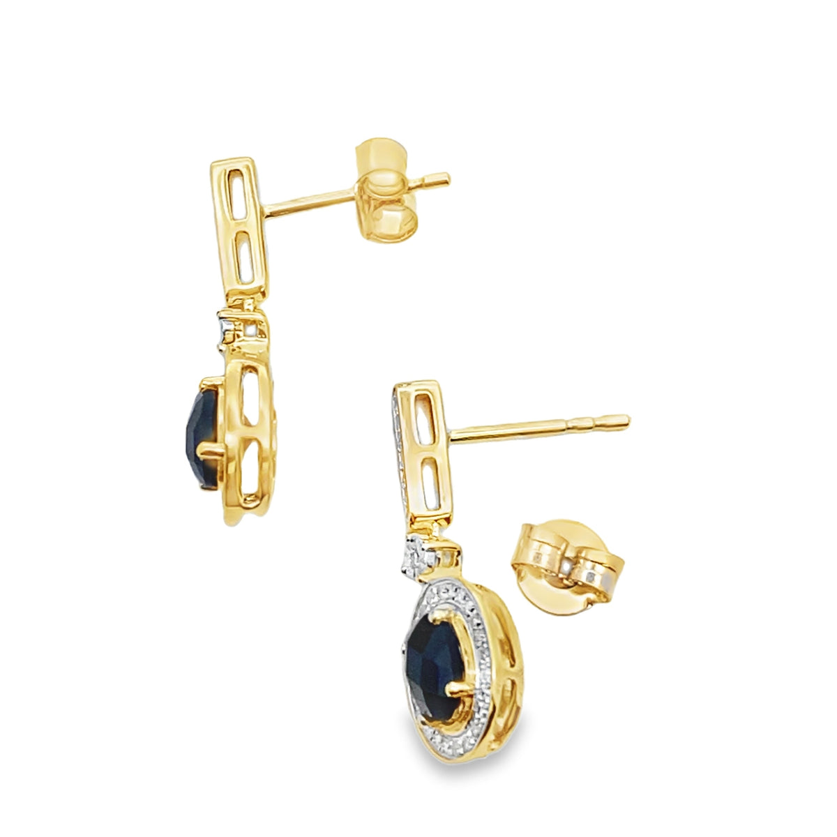 Pendientes colgantes de ónix y diamantes de 1,06 ct en oro amarillo de 10 kt