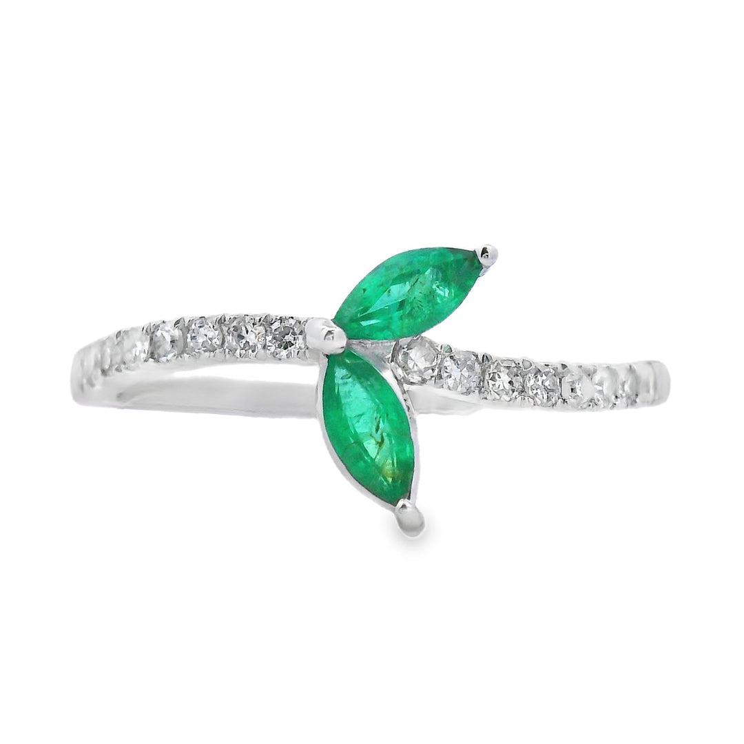 Genuine .29ct Emerald Diamond Ring 14KT White Gold